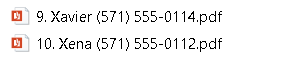 PDF files, named with numbers 9 and 10