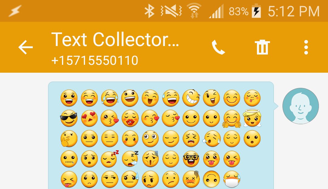 Screenshot of emoji in the normal messaging app