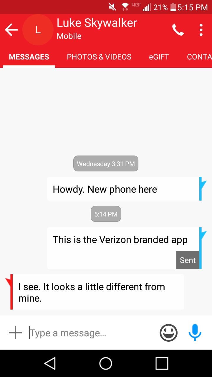 Verizon Messages+ app screenshot