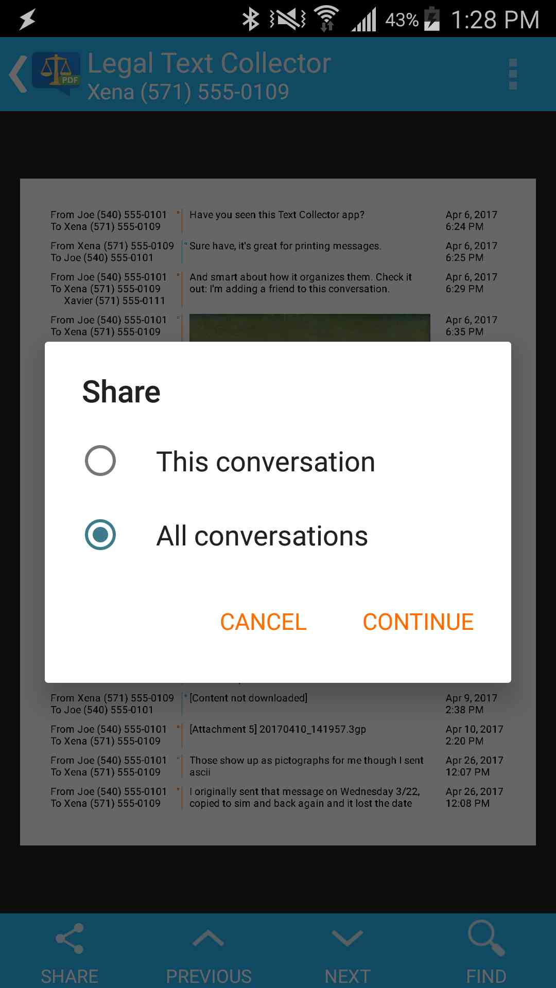 Option to choose "this conversation" or "all conversations"